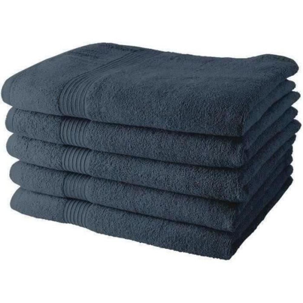 Lot de 5 draps de bain 70x130 cm 100% coton - denim