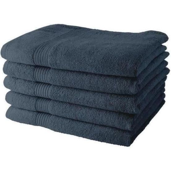 Lot de 5 draps de bain 70x130 cm 100% coton - denim