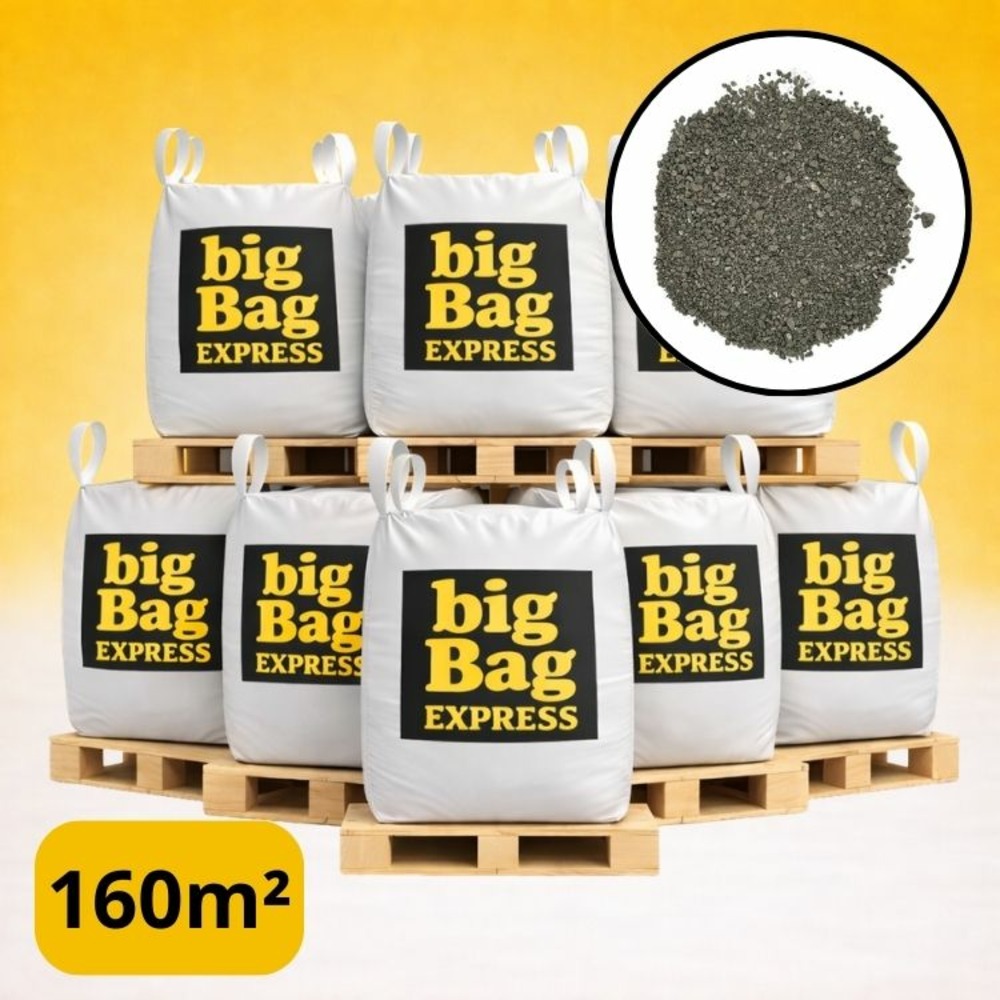 Pack 8 x big bag de +/- 1,5t ≃ 160m² sable lavé gris ø 0/4 mm - livraison premium