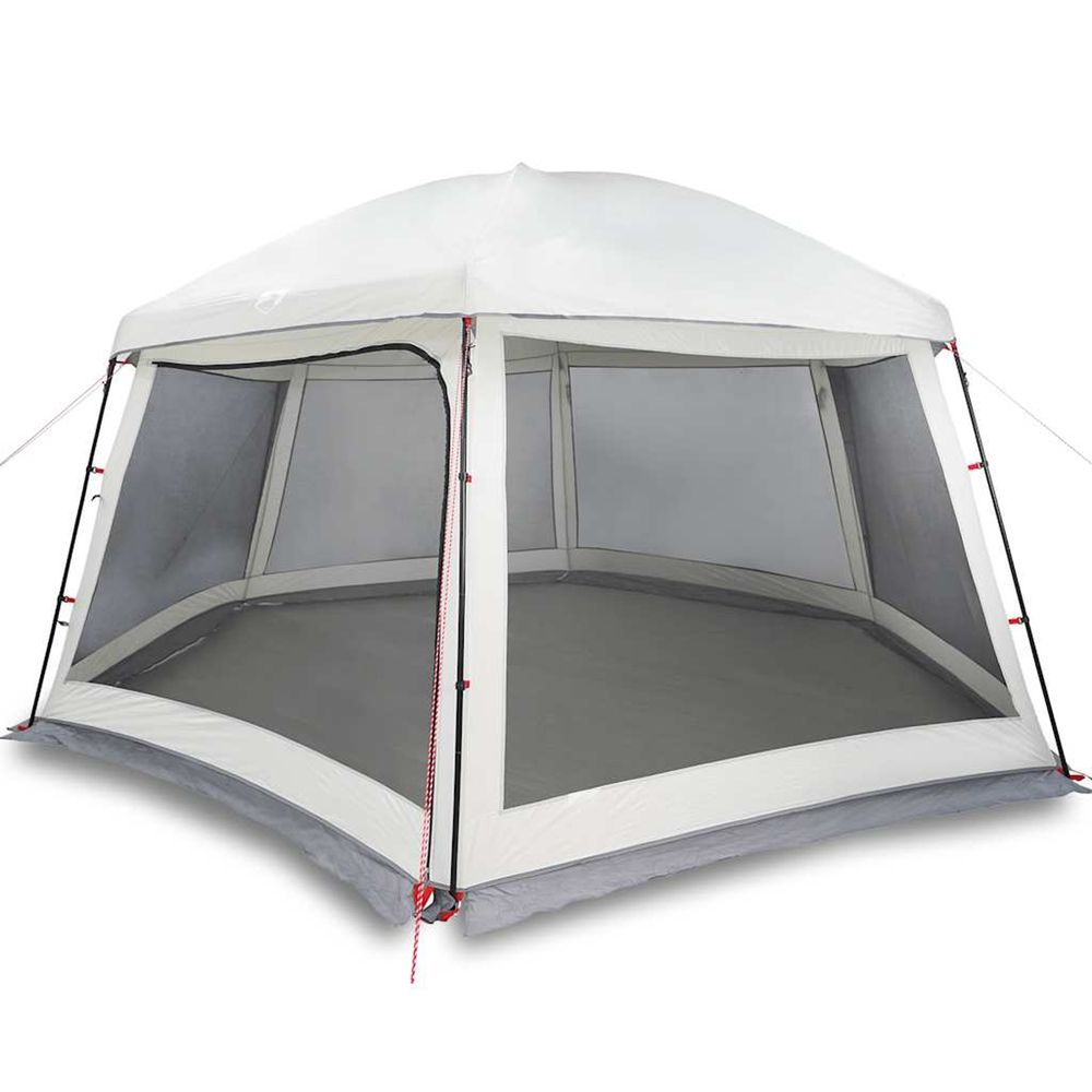 Tente piscine toit amovible parois maille gris 512x458 cm