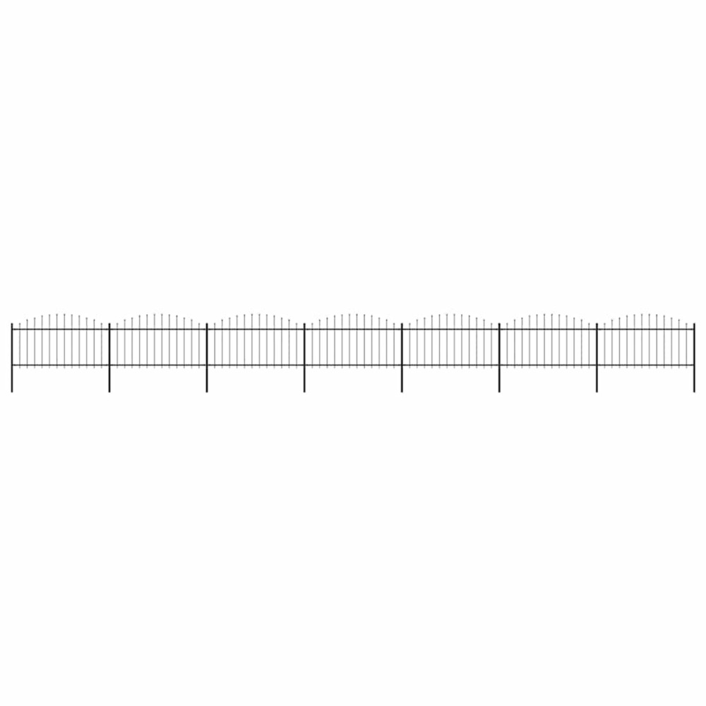 Clôture de jardin avec dessus en forme de lance en acier 1248 x 150 cm noir