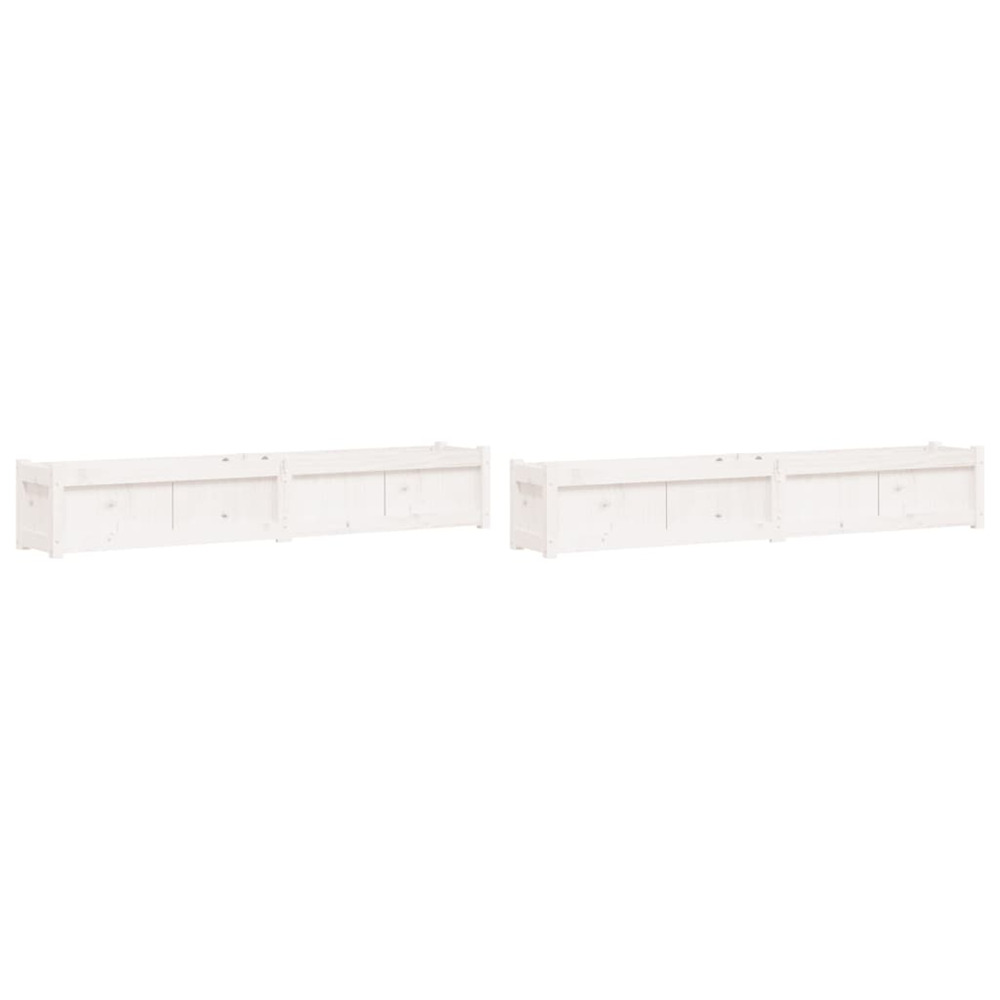 Jardinière d'extérieurs 2 pcs blanc bois de pin massif