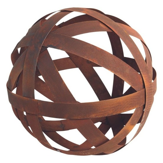 Boule déco jardin métal ajourée - rouille 40 cm
