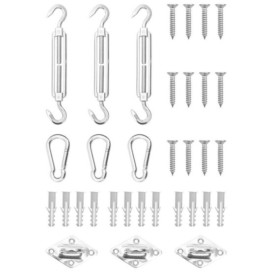 Jeu d'accessoires de voile d'ombrage 9 pcs acier inoxydable