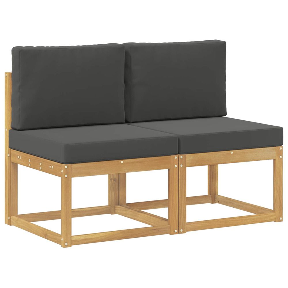 2 pièce sofa de milieu extérieur bois d'acacia massif blanc