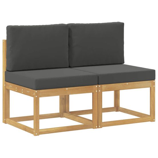 2 pièce sofa de milieu extérieur bois d'acacia massif blanc