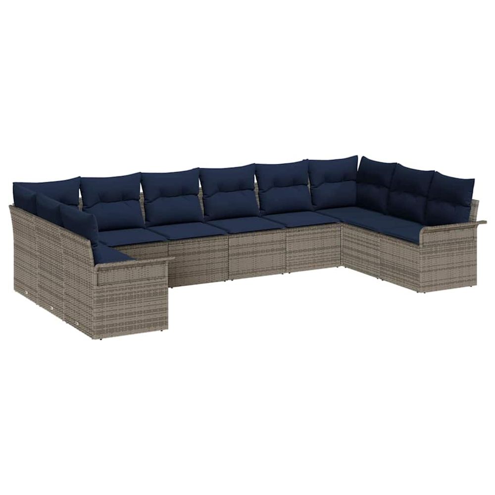 Ensemble de canapé de jardin 10 pc gris polyrotin