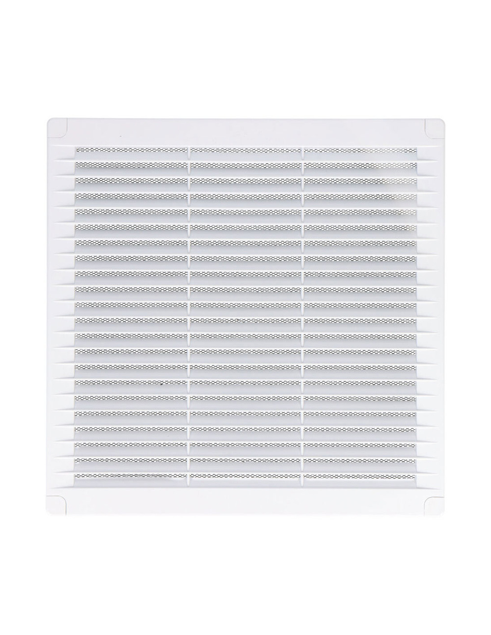 Grille d'aération carrée avec bouchons et moustiquaire 250x250x7mm abs blanc