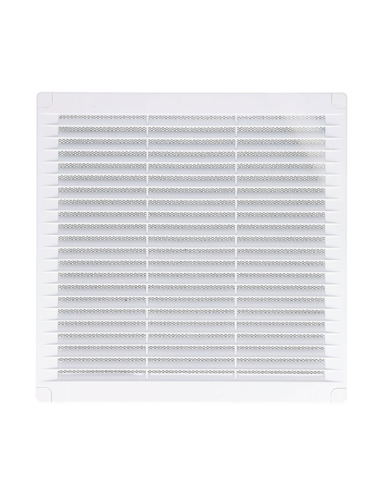 Grille d'aération carrée avec bouchons et moustiquaire 250x250x7mm abs blanc