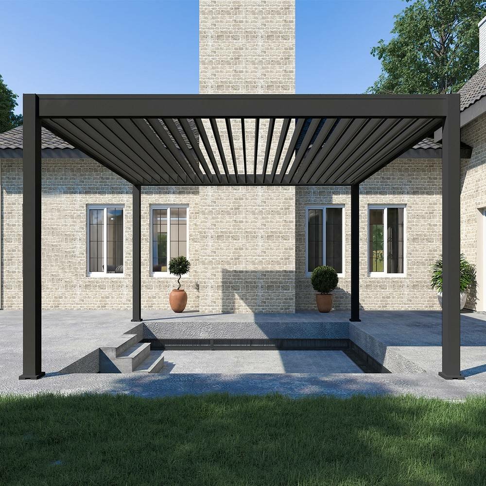 Pergola bioclimatique ombréa autoportante 4x4m - anthracite - elmo