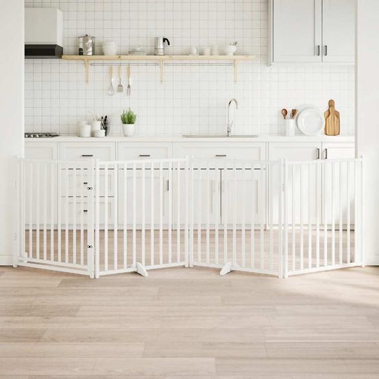 Grand parc pour chien bois 320x90 cm avec porte blanc