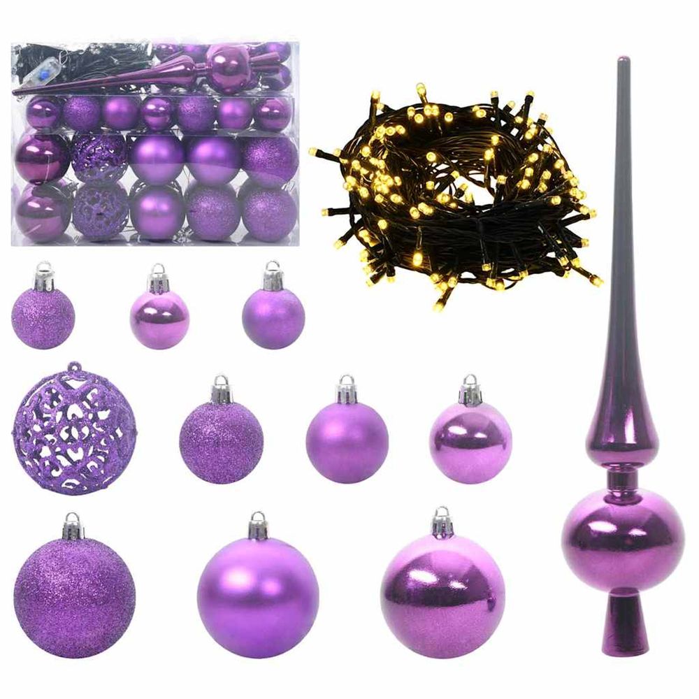 Ensemble de boules de noël 61 pc 150 led blanc chaud ø 6 cm