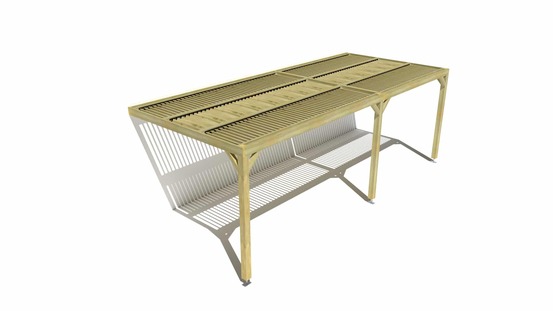 Pergola bois • 7m x 3m • adossée • sens largeur • lames orientables bioclimatiques incluses • livraison comprise