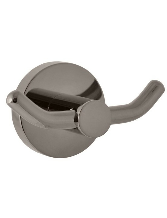 Lot de 2 patères double colorado en laiton gris métal brossé 9,2x 5,3x5 cm