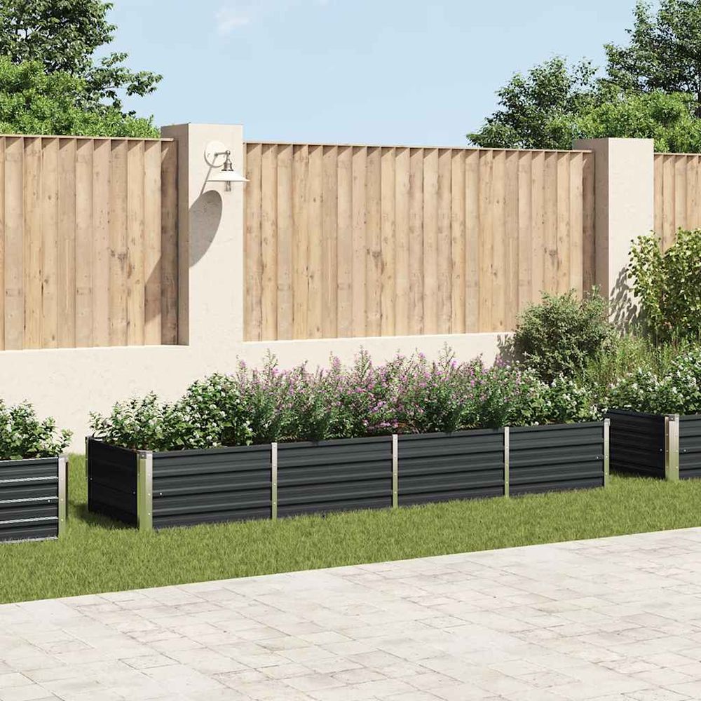 Très grand potager surélevé acier galvanisé jardin anthracite 320x80x45 cm