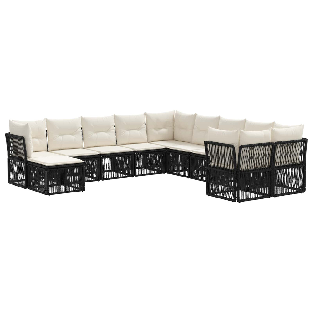 Ensemble de canapé de jardin 11 pcs noir polyrotin