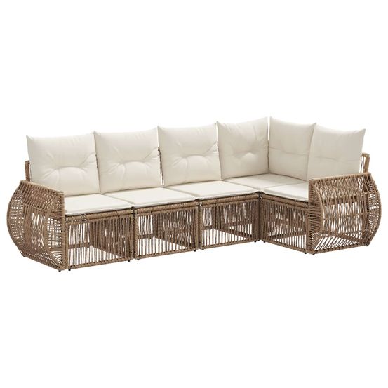 Ensemble de canapé de jardin 5 pc beige et blanc crème
