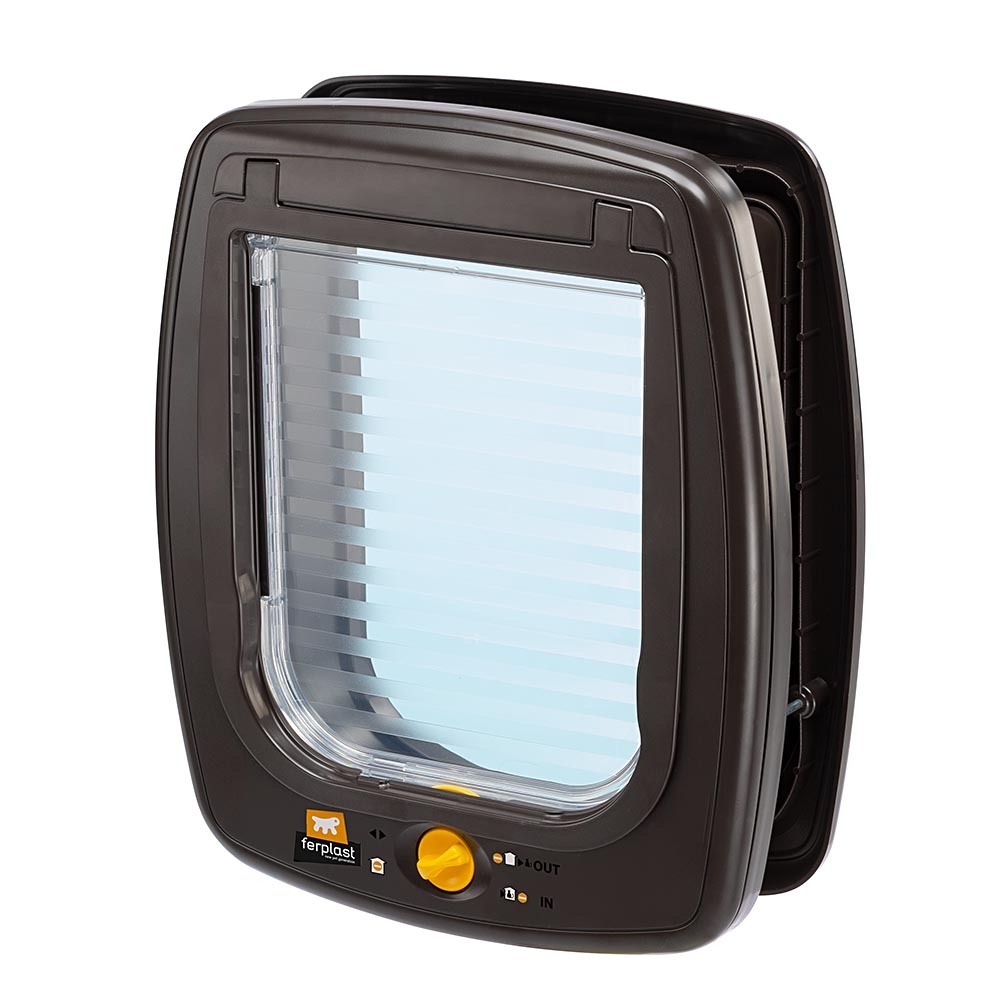 Chatière swing 9 entrée et sortie contrôlables à 4 positions, protection contre les courant d'air, marron