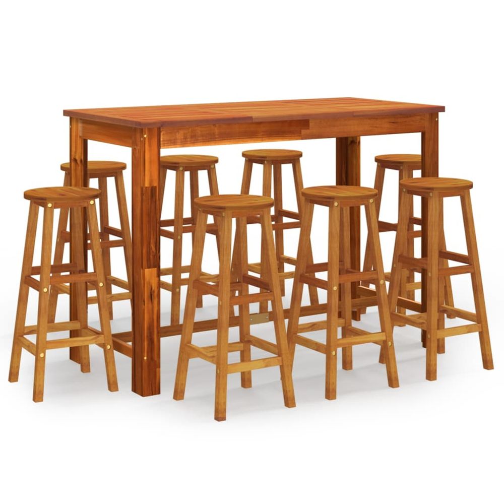 Ensemble de bar de jardin 9 pcs bois d'acacia solide