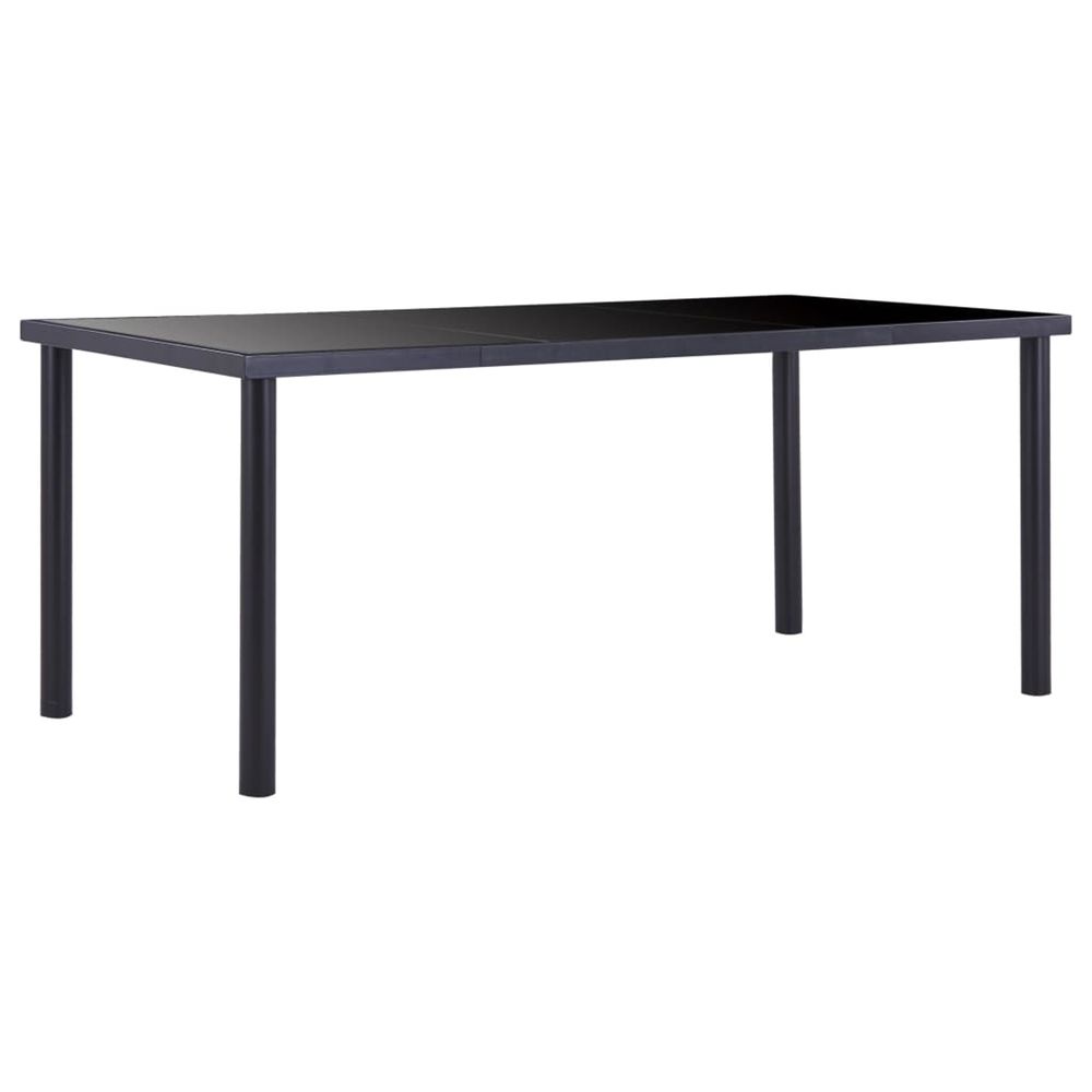 Table à manger noir 180x90x75 cm verre trempé
