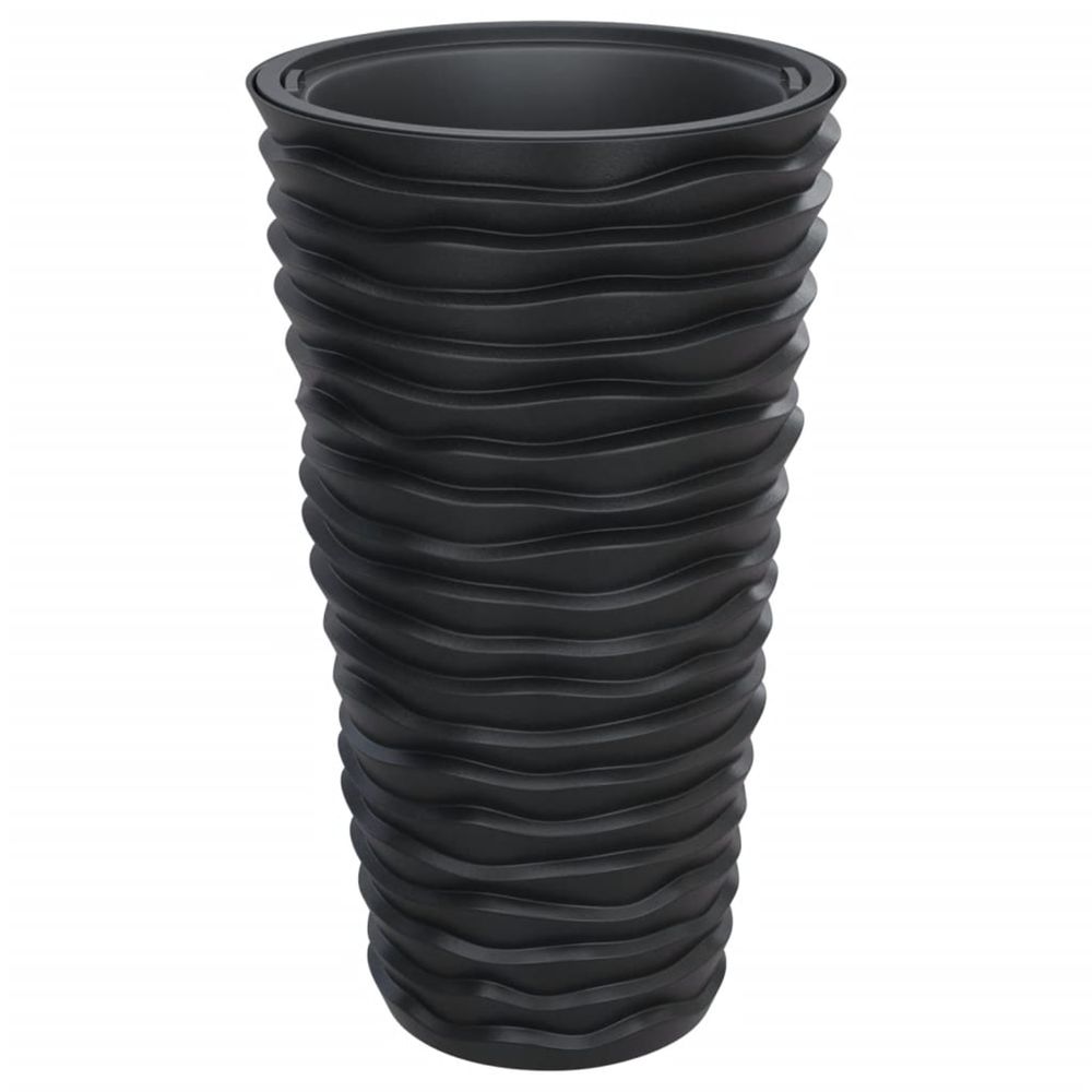 Jardinière d'extérieur et intérieur amovible anthracite aspect rainuré