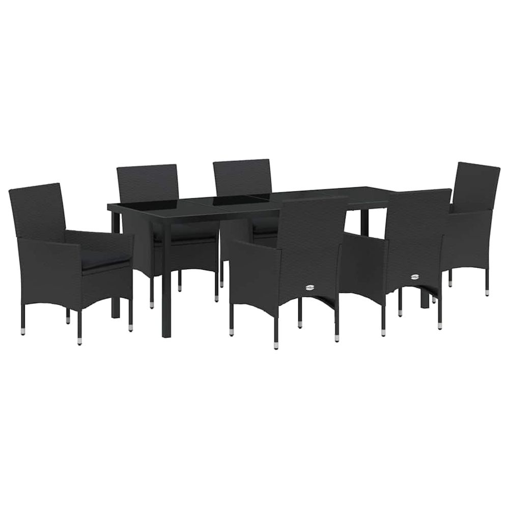 Ensemble de salle à manger pour jardin 7 pc noir polyrotin