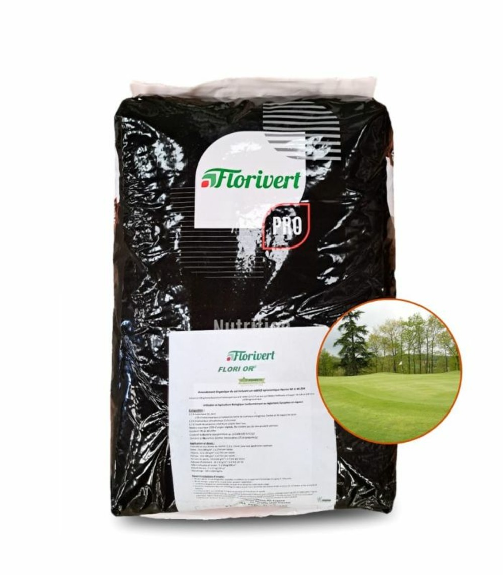 Engrais azoté flori or 11-2-3 20 kg favorise l'enracinement, pour sols vivants au printemps - florivert neg01888