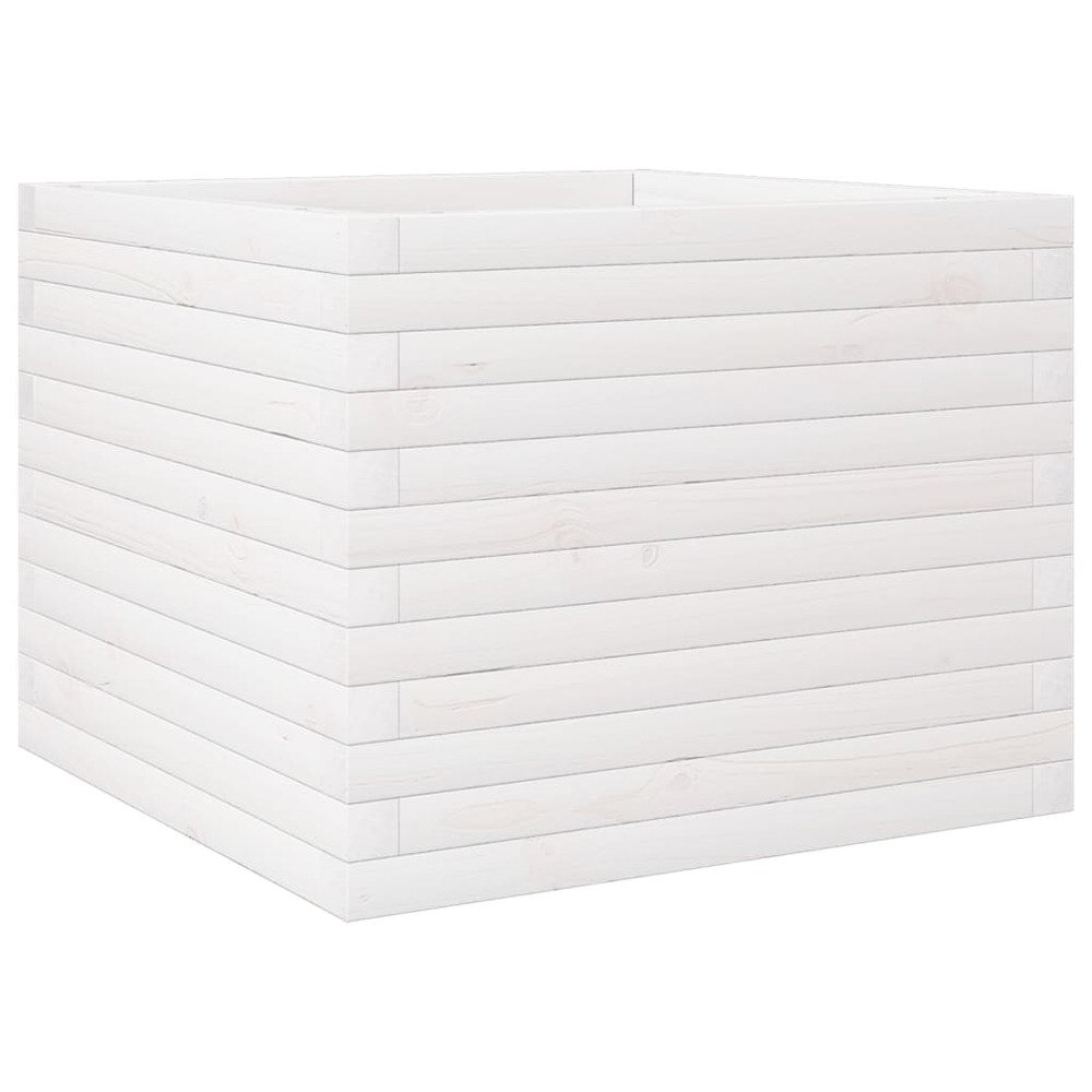 Jardinière bac lit surélevé plantes fleurs terrasse jardin 60 x 60 x 46 cm bois de pin massif blanc