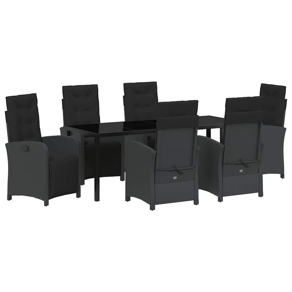 Ensemble de salle à manger pour jardin 7 pcs noir polyrotin