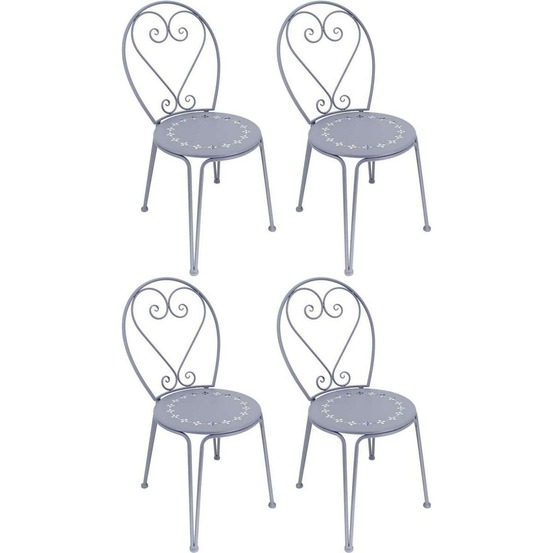 Chaise détente en fer belle époque lot de 4