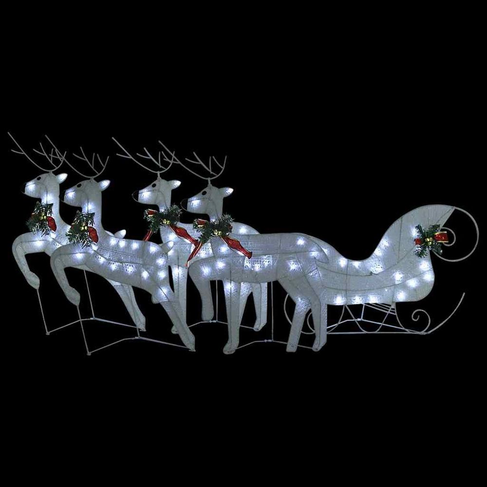 Décoration de noël renne et traîneau 100 led extérieur blanc