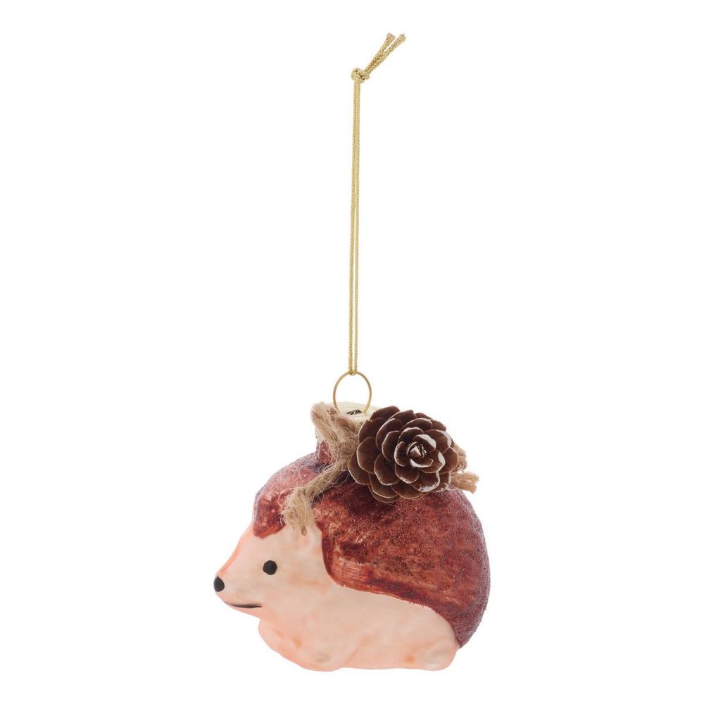 Suspension de sapin hérisson en verre marron 6 cm