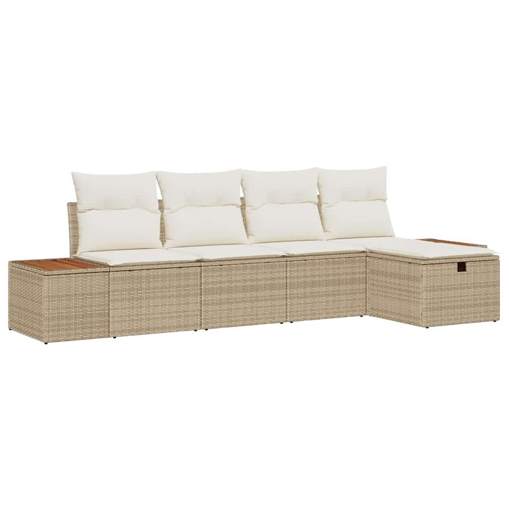 Ensemble de canapé de jardin 6 pc beige polyrotin