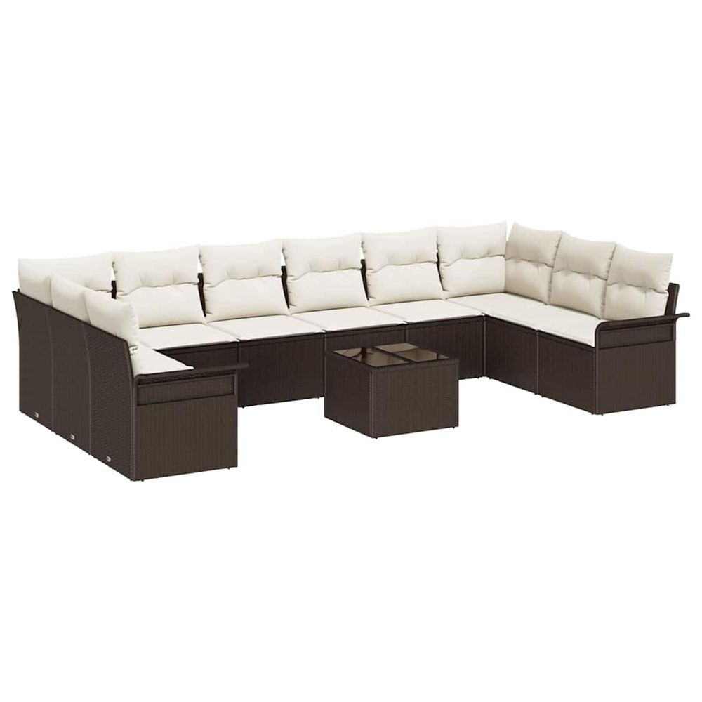 Ensemble de canapé de jardin 11 pc gris polyrotin
