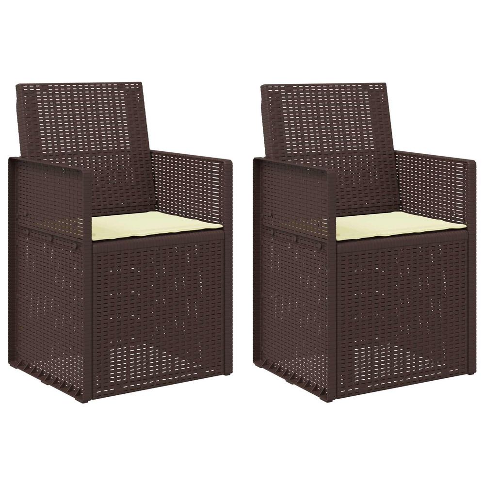 Chaises de jardin salle à manger 2 pcs marron et crème pp