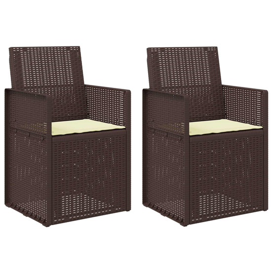 Chaises de jardin salle à manger 2 pcs marron et crème pp