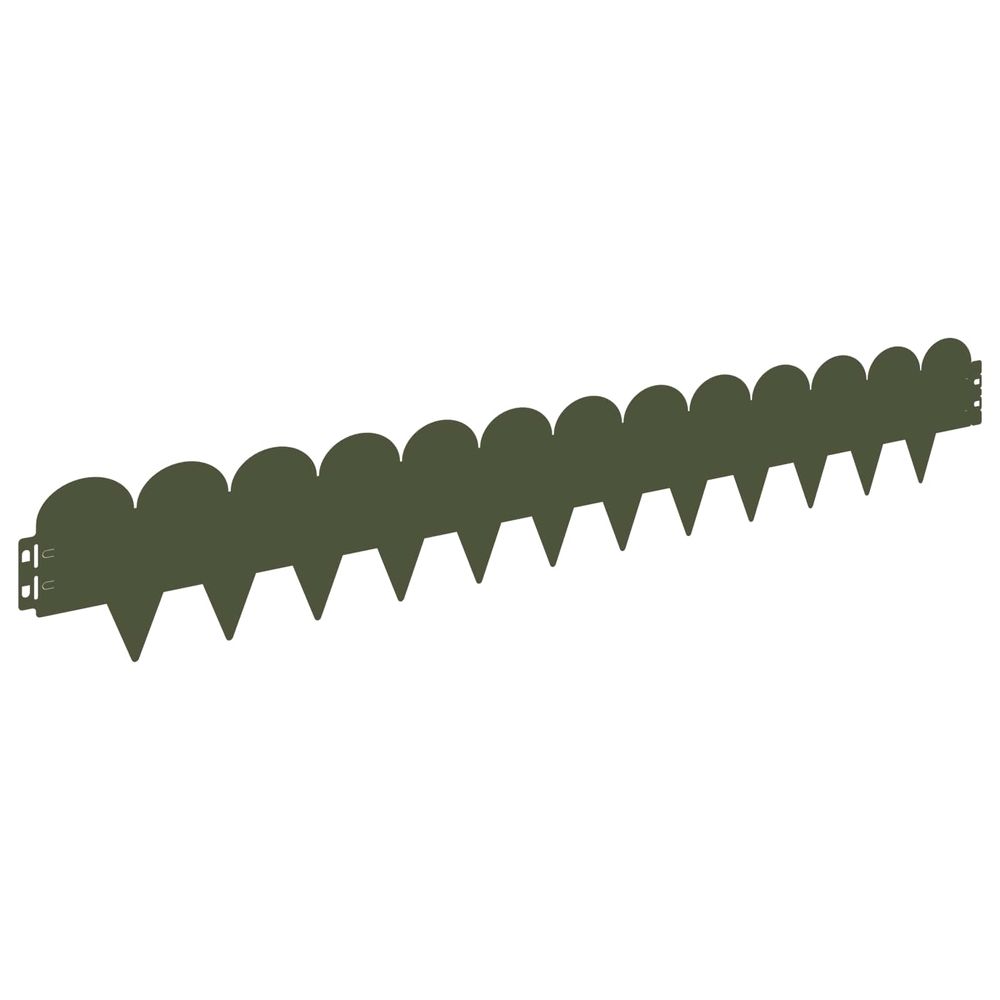 Bordure de pelouse 50 pc 103 x 15 cm acier vert olive