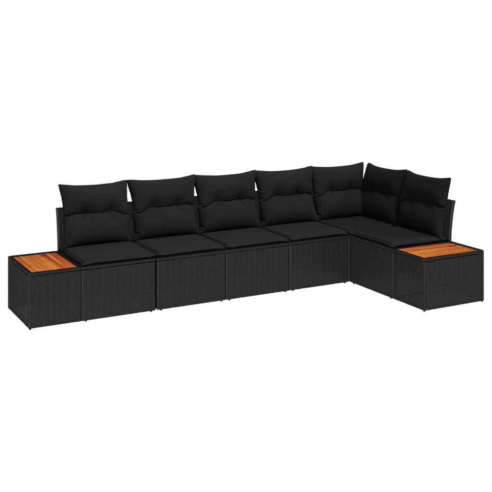 Ensemble de canapé de jardin 6 pc noir poly rotin