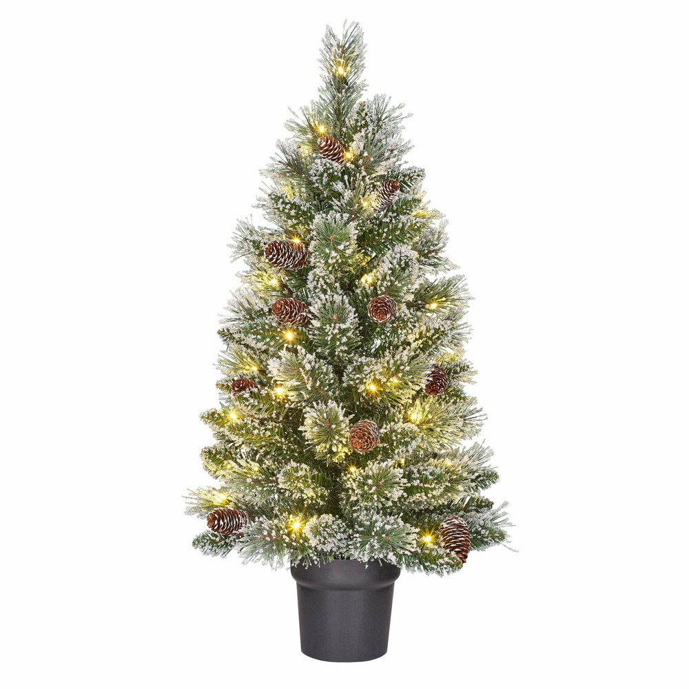 Black box trees vandans sapin de noel potted led vert givre 40l tips 96 fonctionnant sur batterie - h90xd48cm