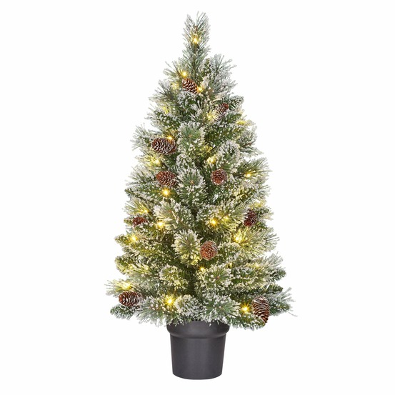 Black box trees vandans sapin de noel potted led vert givre 40l tips 96 fonctionnant sur batterie - h90xd48cm