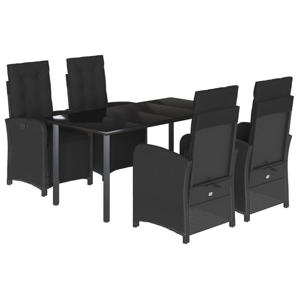 Ensemble à manger de jardin coussins 5pcs noir résine tressée