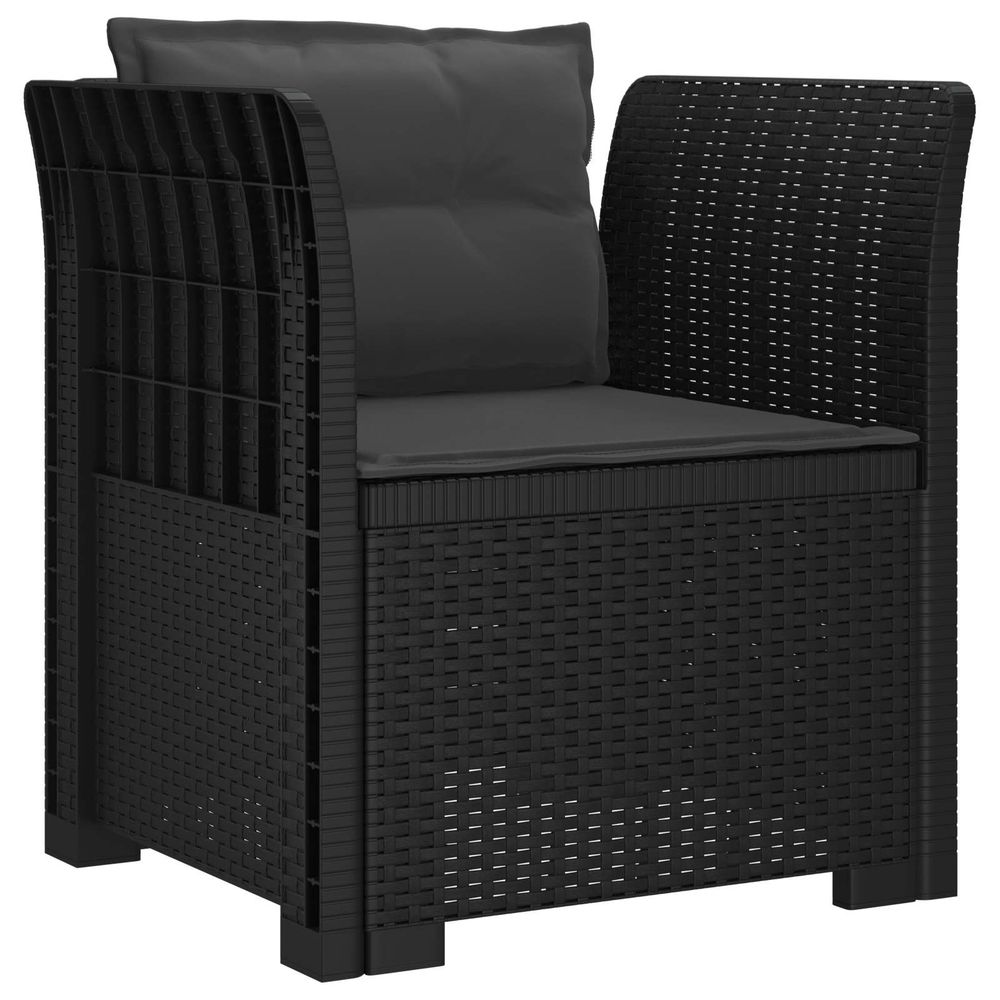 Fauteuil 1 place avec coussins look rotin pp anthracite