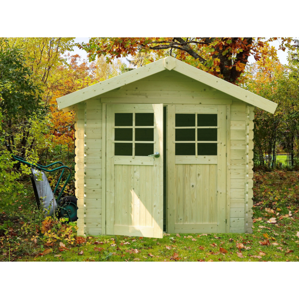 Abri de jardin en bois lannion autoclave vert 28 mm 2,98 x 2,98 m