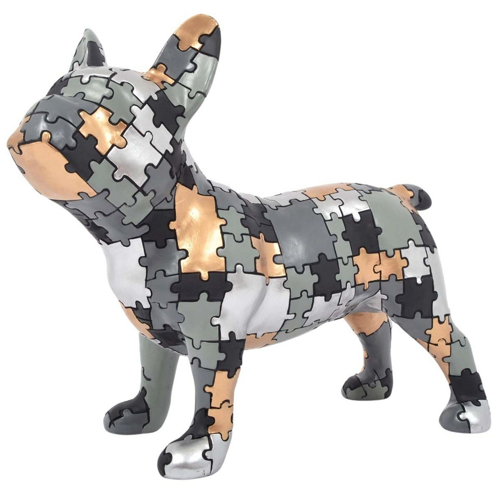 Statuette bouledogue debout en polyrésine puzzle