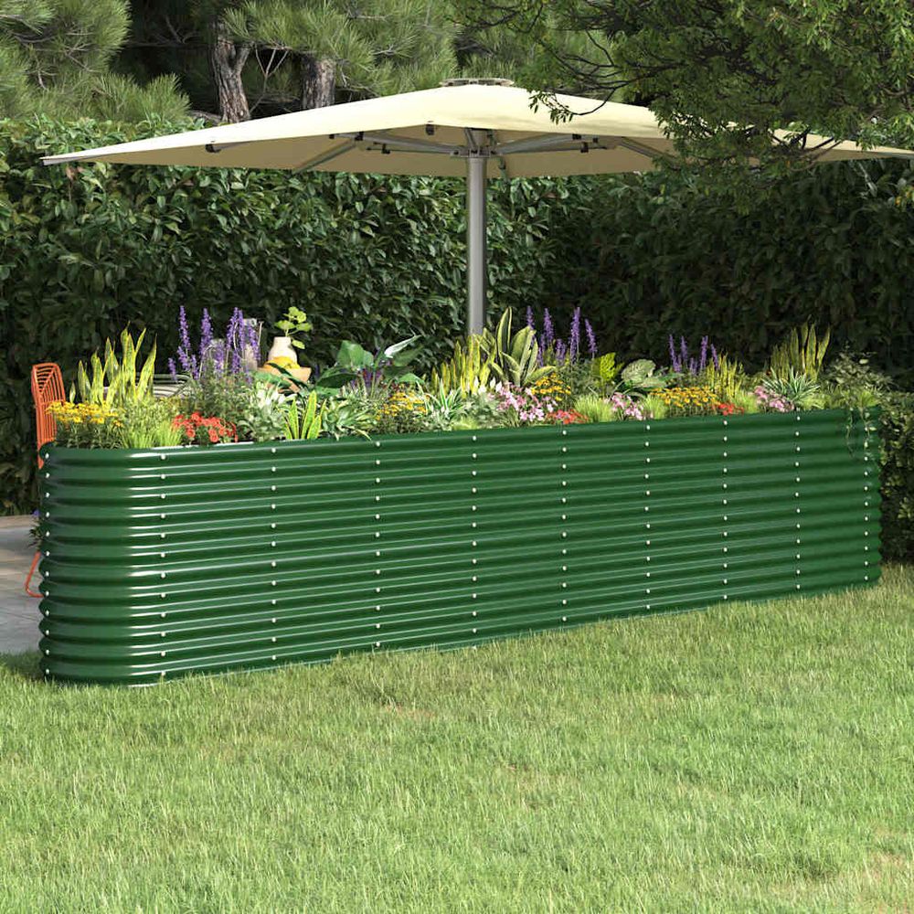Carré potager surélevé acier thermolaqué pour jardin vert 332x40x68 cm