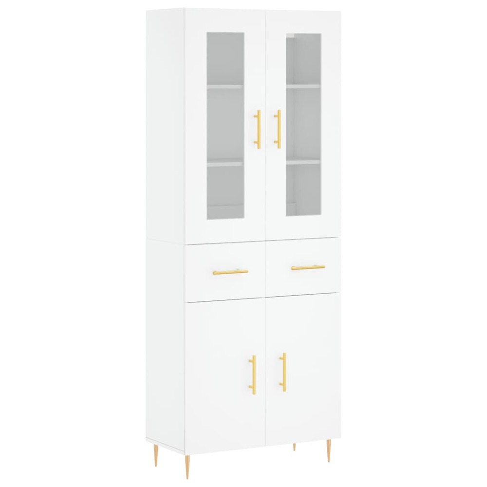 Buffet bahut commode armoire meuble de rangement organisateur cuisine salle de séjour salon haut 69,5 x 34 x 180 cm bois d'in