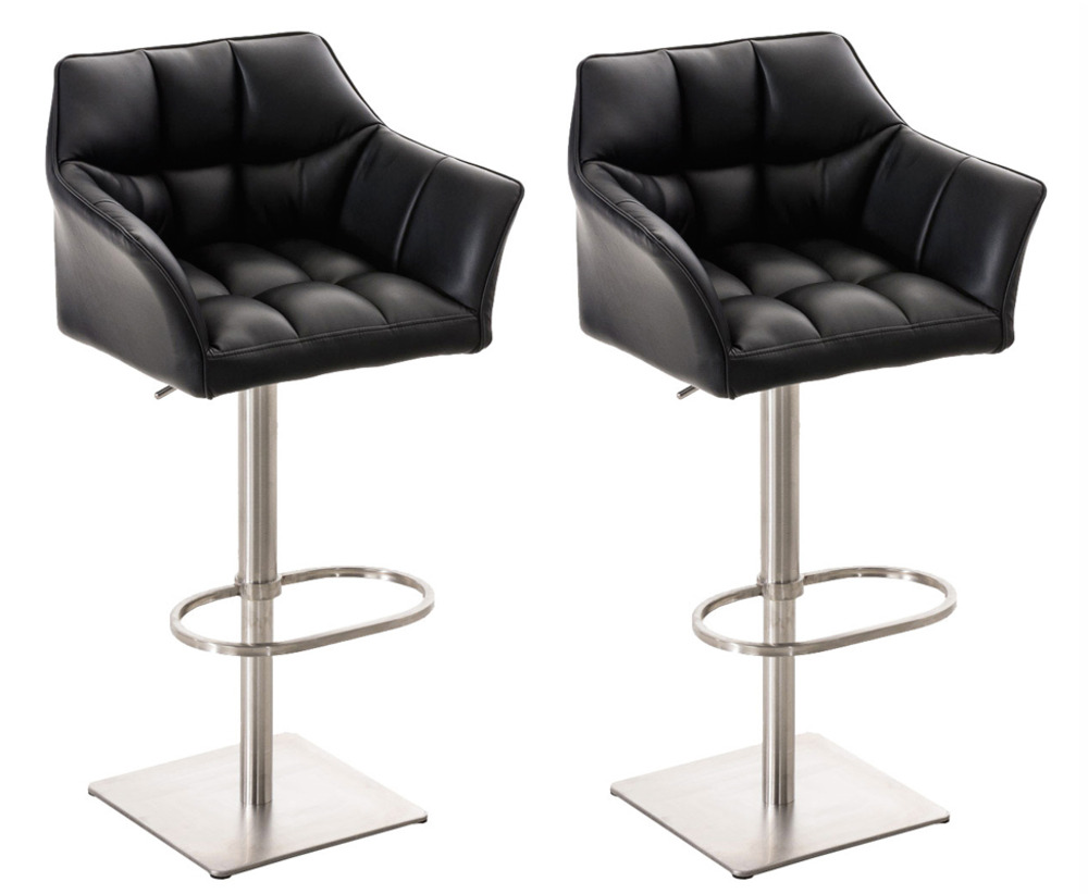 Lot de 2 tabourets de bar damaso simili cuir inox