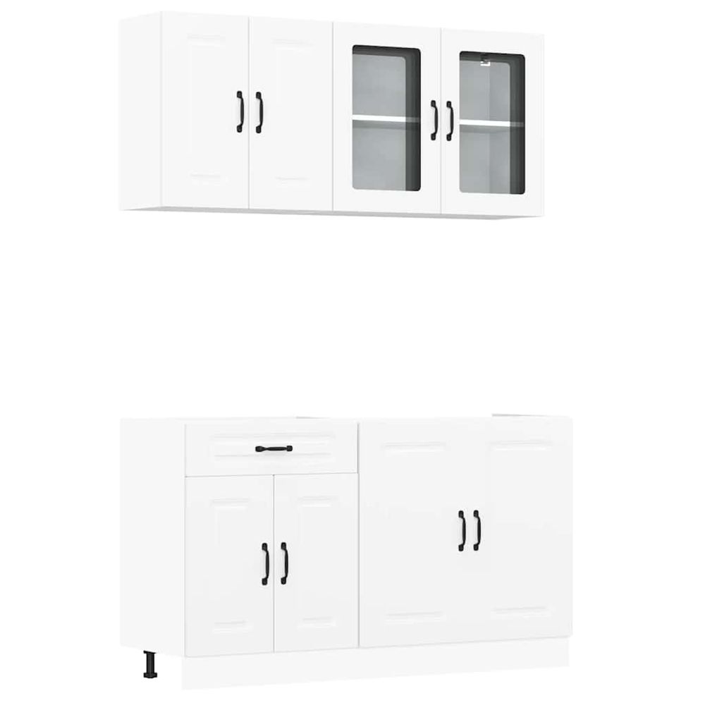 Ensemble d'armoires cuisine 4pcs kalmar blanc bois d'ingénierie