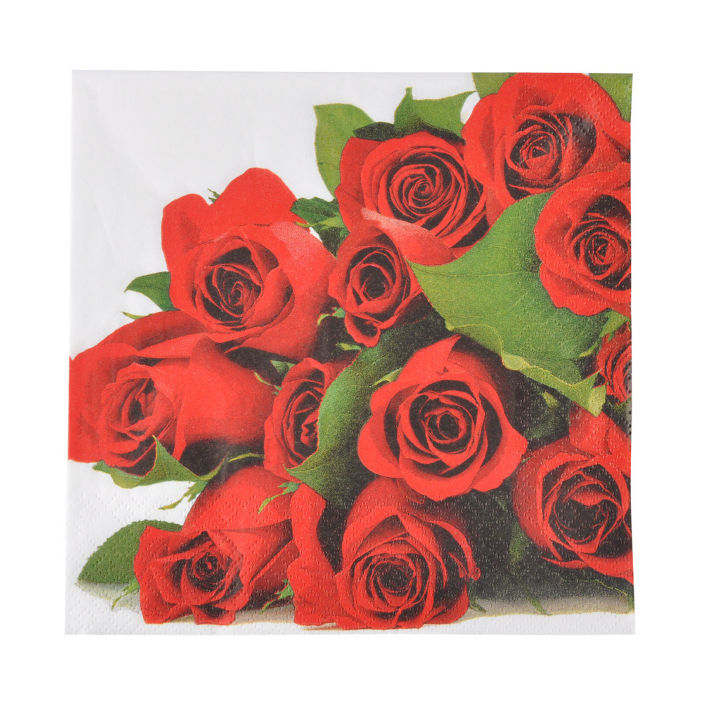 Lot de 20 serviettes papier roses rouge