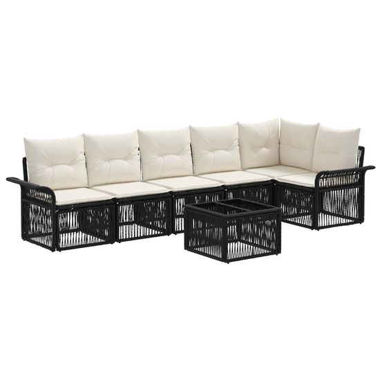 Ensemble de canapé de jardin 7 pc noir polyrotin